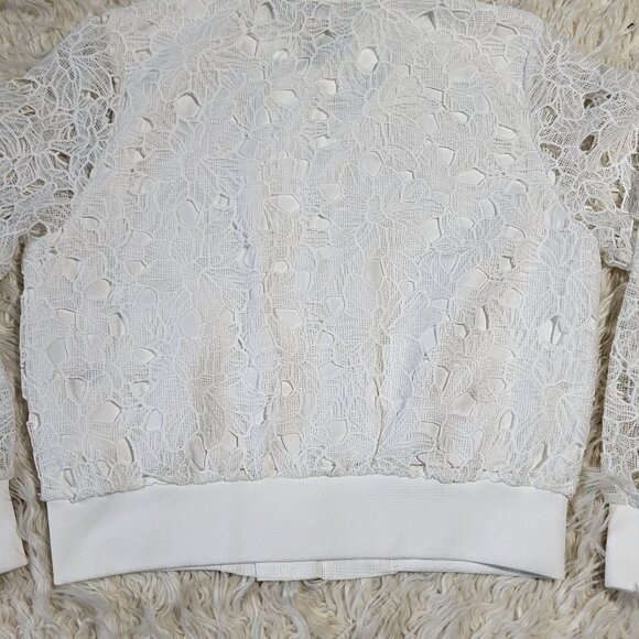 Jason Wu Lace Floral Print White Jacket - Size Small - Picture 12 of 12